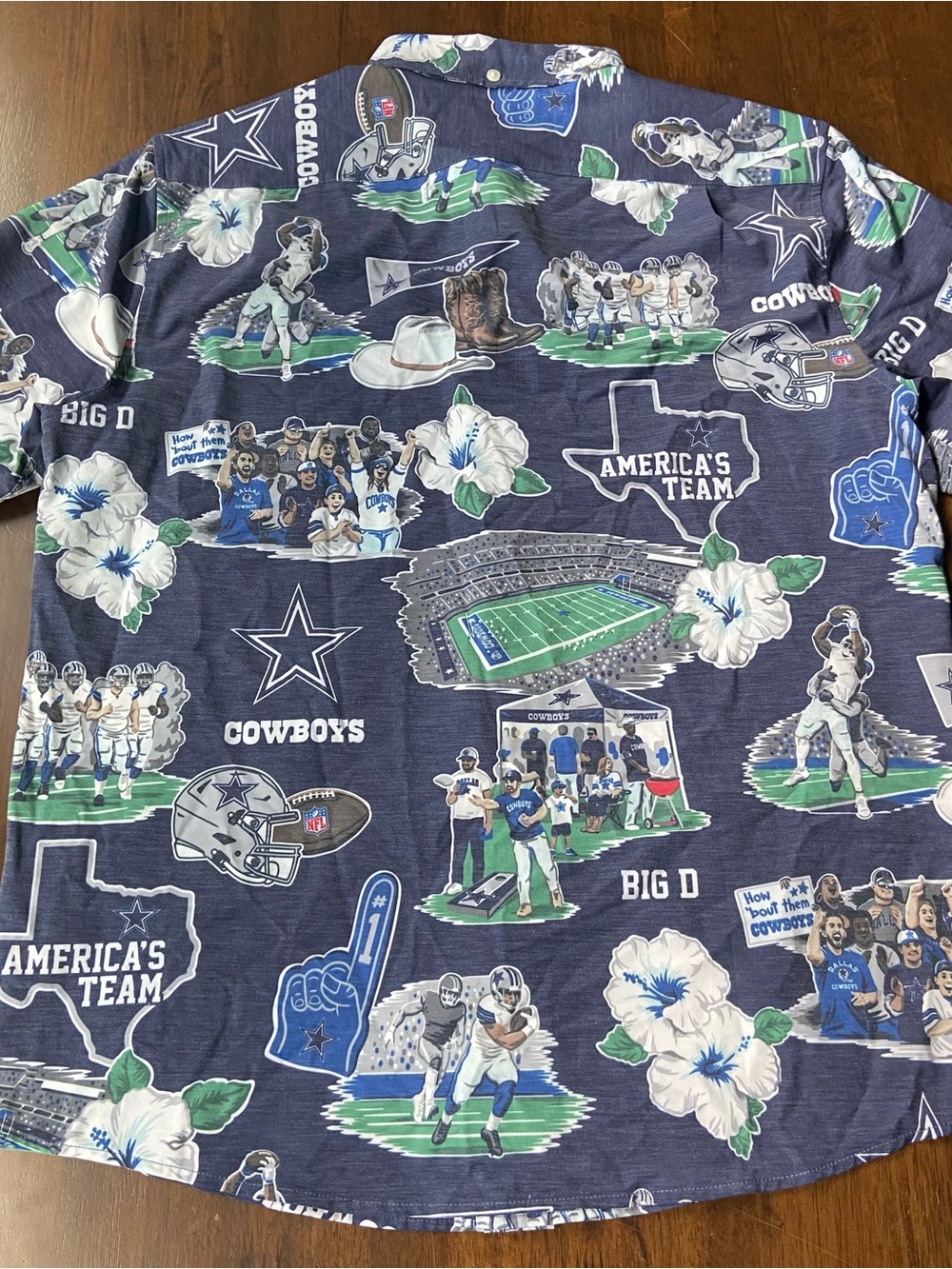 Reyn Spooner NFL Dallas Cowboys Hawaiian Aloha Shirt Mens M Blue Americas Team - Picture 5 of 8
